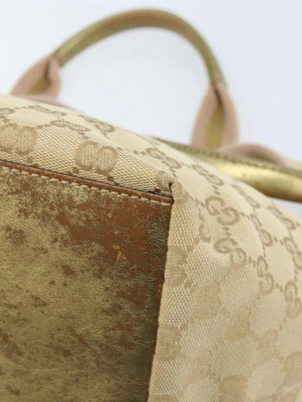 GUCCI GG Canvas Hand Bag Beige Gold 131228 Auth gh1835 - Picture 13 of 16